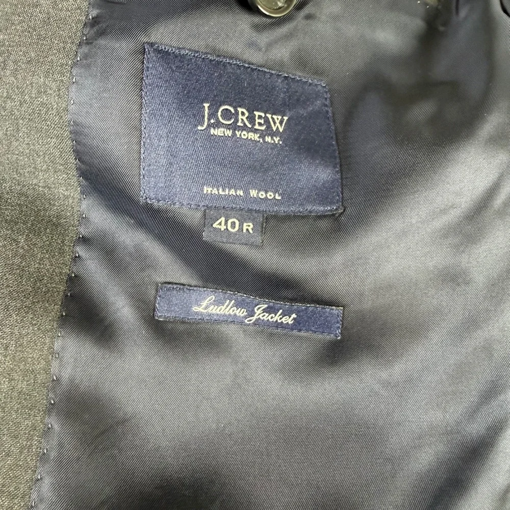 J.Crew Ludlow Loro Piano Super 120's Wool Gray Suit Jacket Blazer Size 40R NWOT